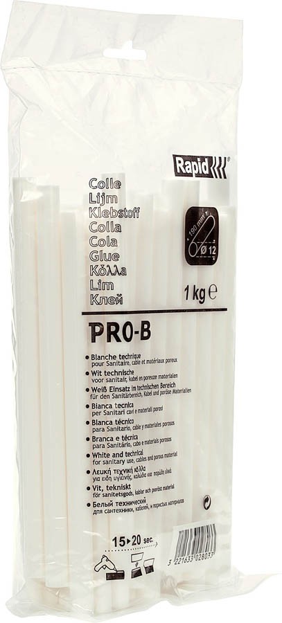RAPID 12 x 190 мм, 1 кг, сантехника и кабель, профессиональный клеевой стержень 40302803