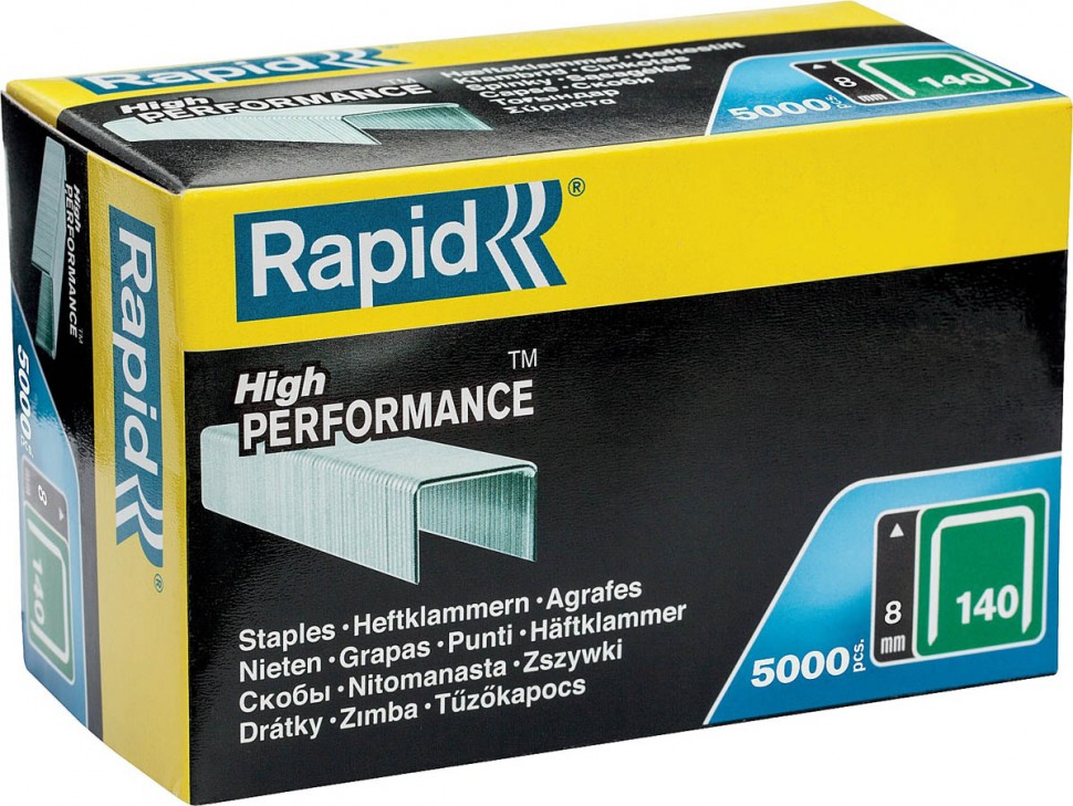 RAPID тип 140 (G / 11 / 57), 8 мм, 5000 шт., супертвердые, профессиональные, плоские скобы 11908111