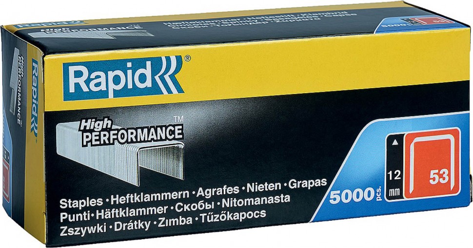 RAPID тип 53 (A / 10 / JT21), 12 мм, 5000 шт., супертвердые, профессиональные, тонкие скобы 11859610